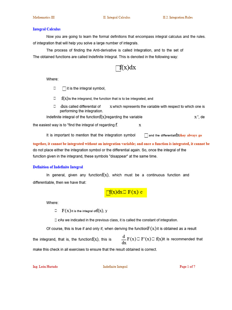 Rules of Integration | PDF | Integral | Function (Mathematics)