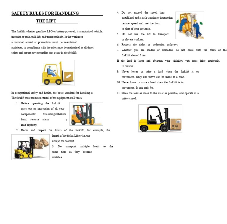 Safety Rules For Forklift Operation | PDF | Forklift | Transport