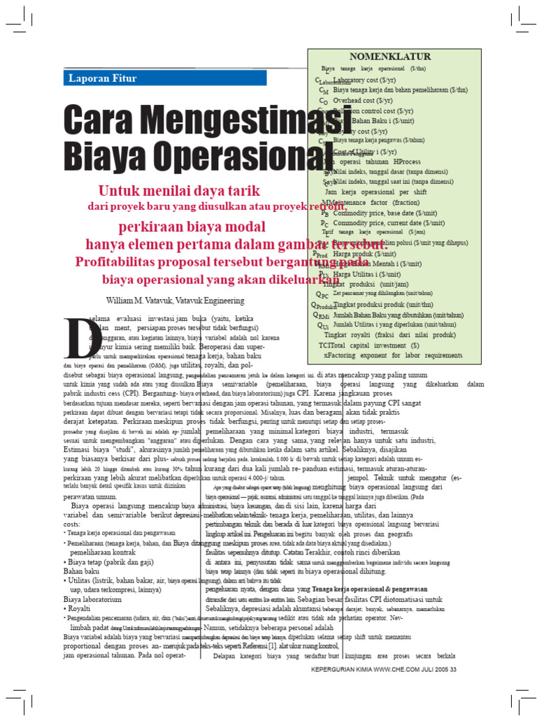 Cara Menghitung Biaya Operasional PDF | PDF
