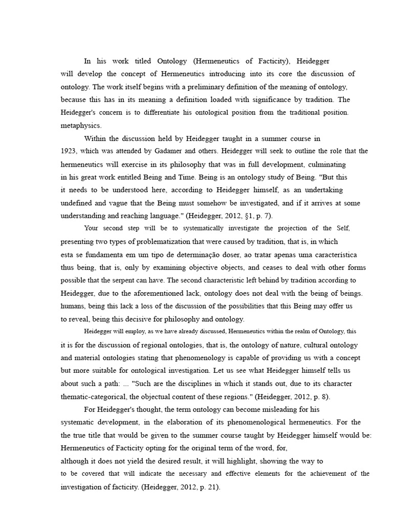 Hermeneutics and Facticity. | PDF | Hermeneutics | Martin Heidegger
