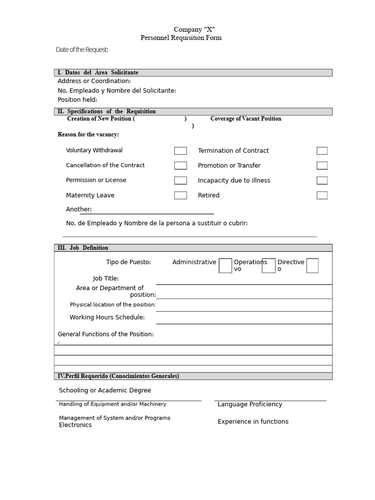 Personnel Requisition Form Template | PDF