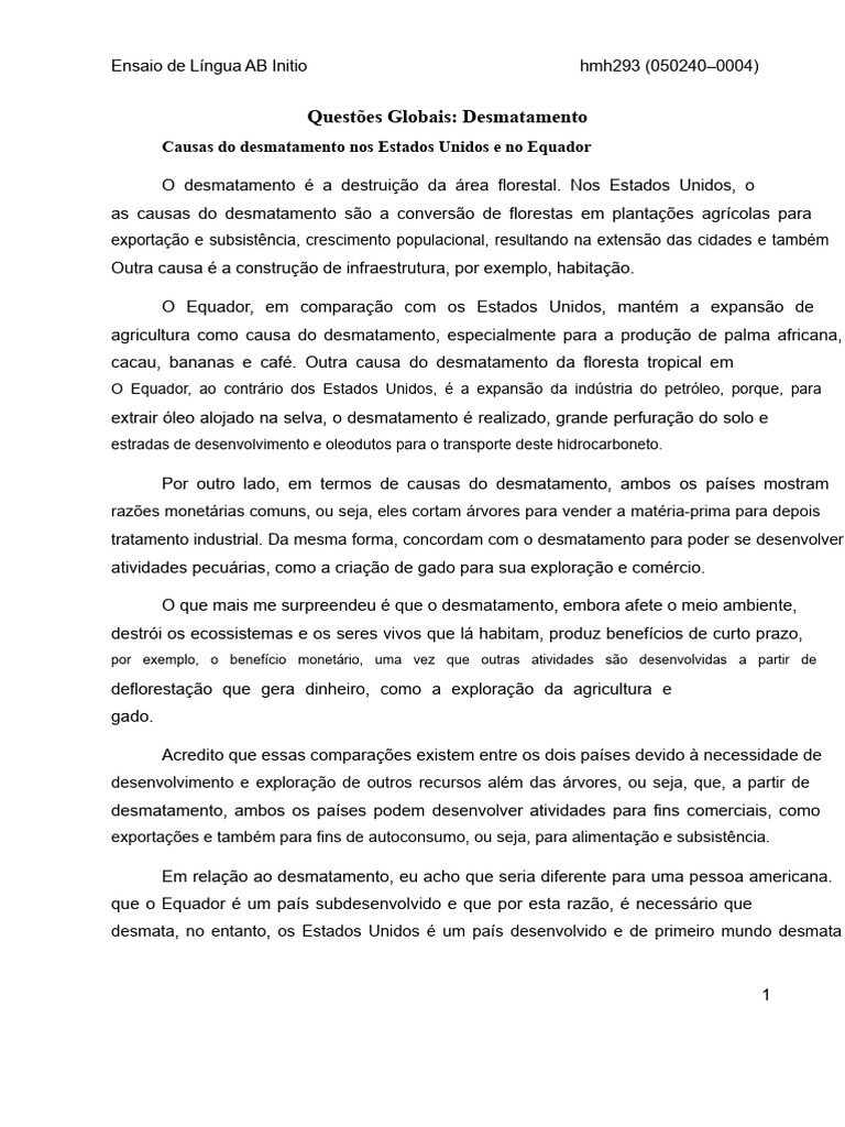 Redação Sobre Desmatamento 050240 - 0004 Milton Escobar | PDF ...