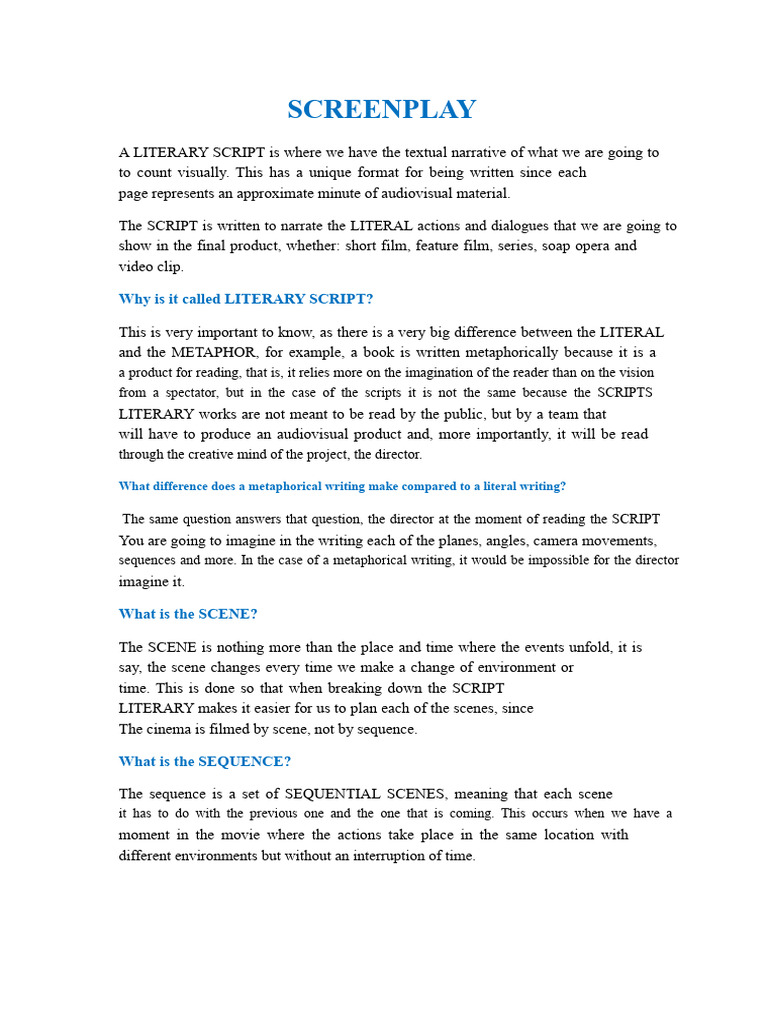 LITERARY SCRIPT | PDF | Screenplay