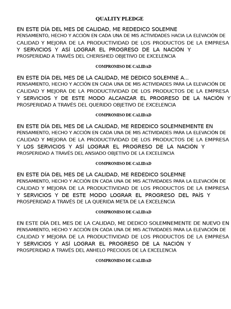 Compromiso de Calidad | PDF | Business | Desarrollo economico