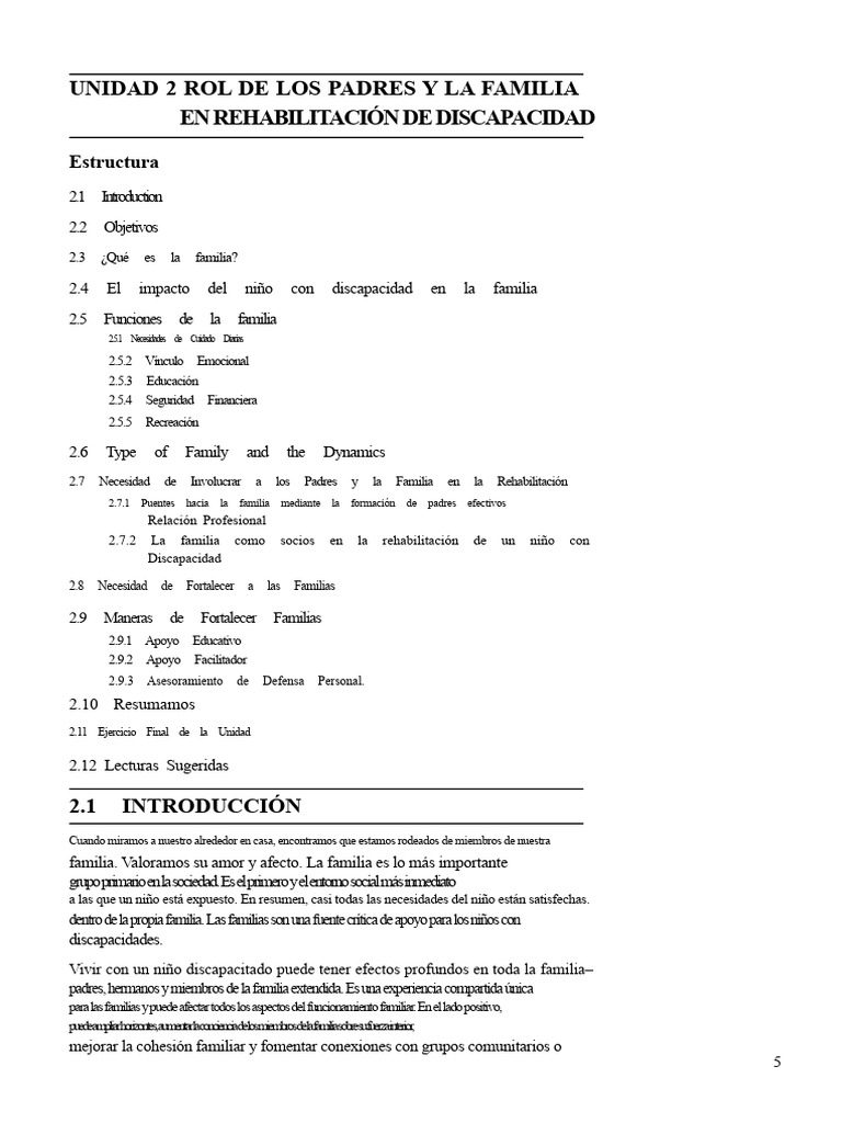 Rol de la Familia en Rehabilitación Infantil | PDF | Invalidez | Familia