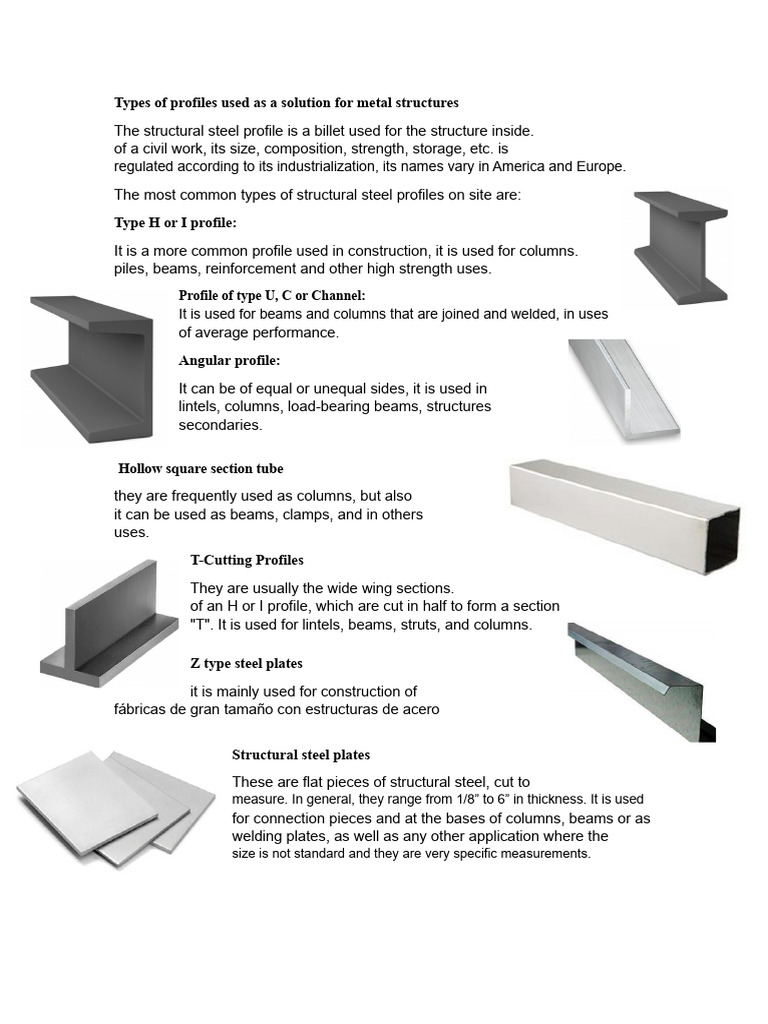 Types of Structural Steel Profiles | PDF | Structural Steel | Welding