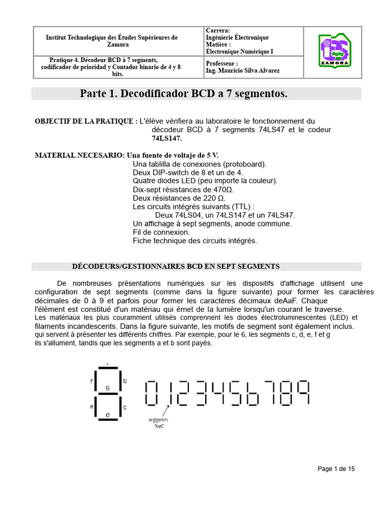 Décodeur BCD à 7 segments et encodeurs | PDF | Décimal codé binaire ...