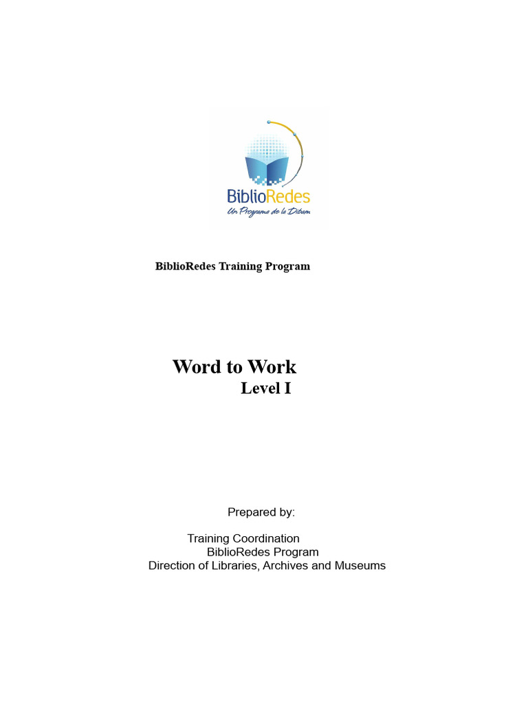 BiblioRedes Word Training Manual | PDF | Window (Computing) | Text
