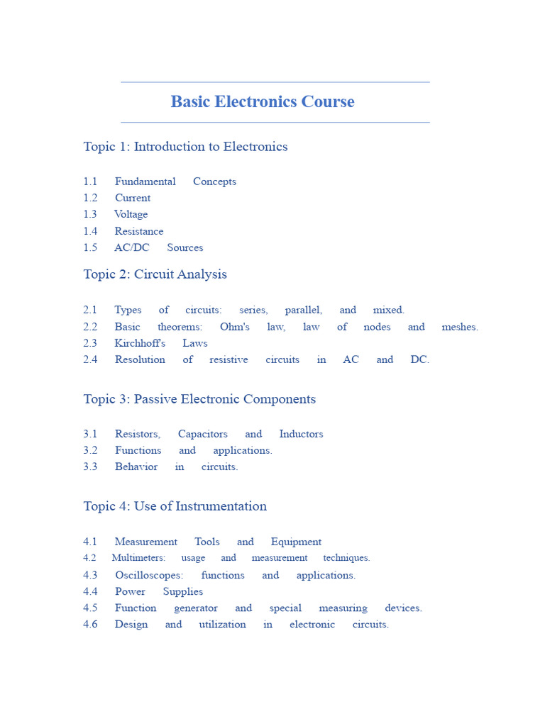 Comprehensive Basic Electronics Course | PDF | Electrical Network ...