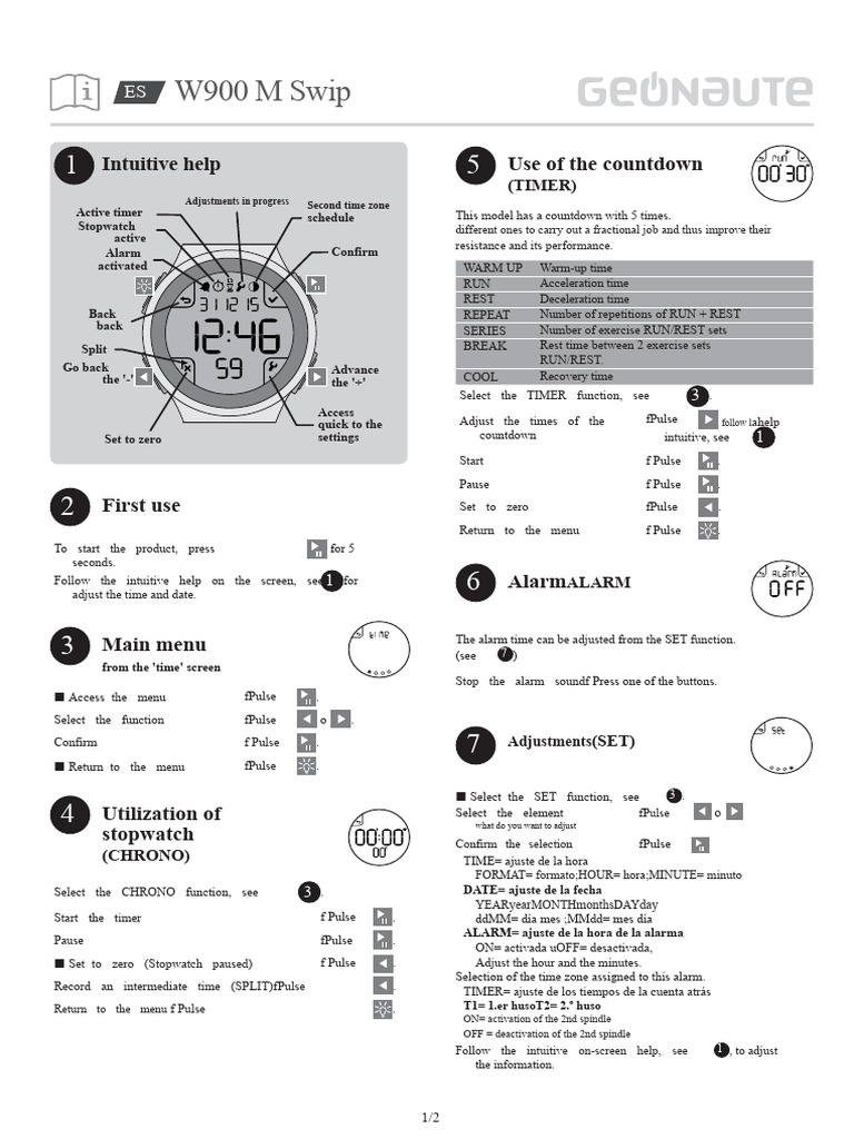 W900 M Swip Timer and Settings Guide | PDF