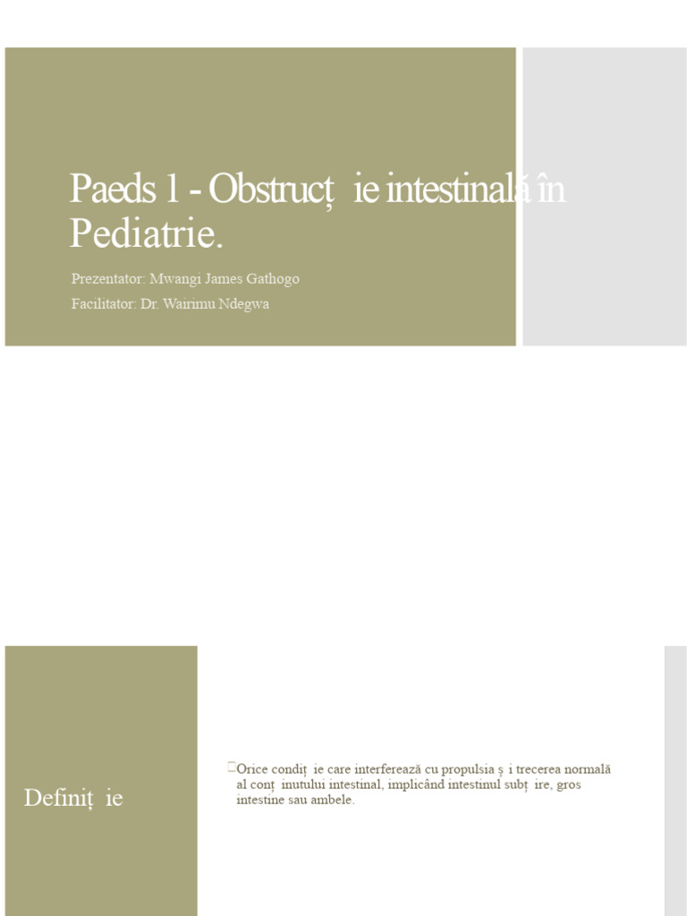 Obstrucția Intestinală În Pediatrie - James Gathogo | PDF