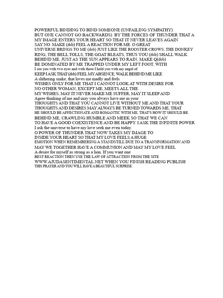Unfailing Sympathy Binding Spell Guide | PDF