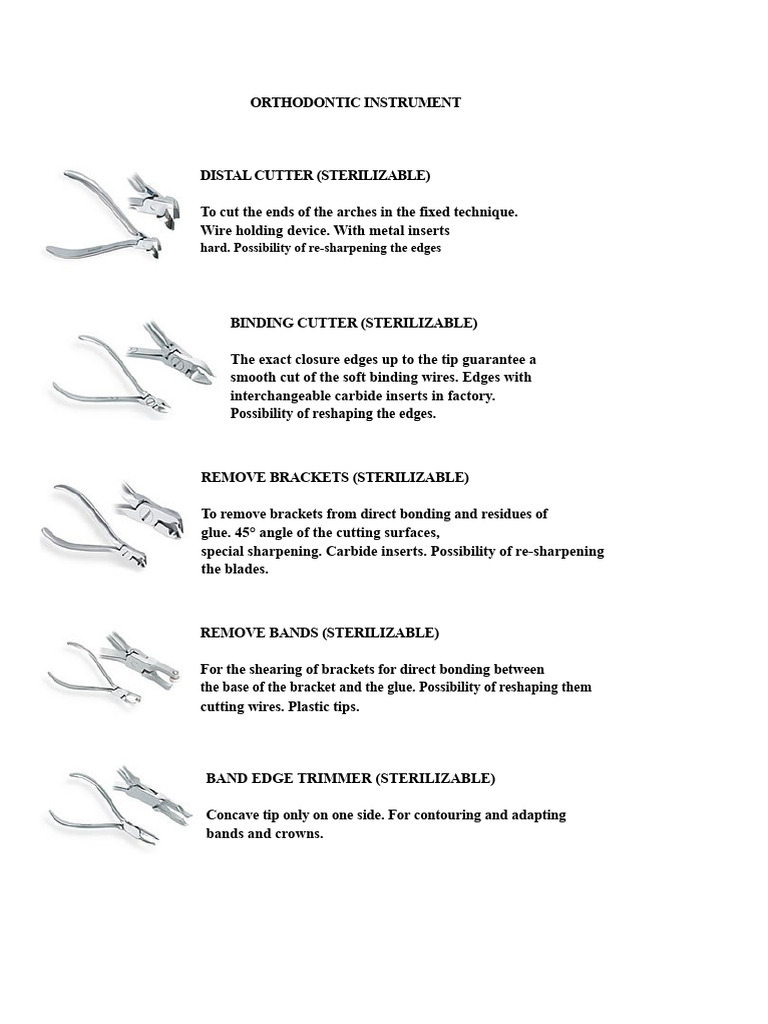 Essential Sterilizable Orthodontic Tools | PDF | Orthodontics