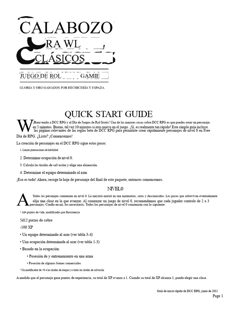 Guía Rápida para Crear Personajes DCC RPG | PDF