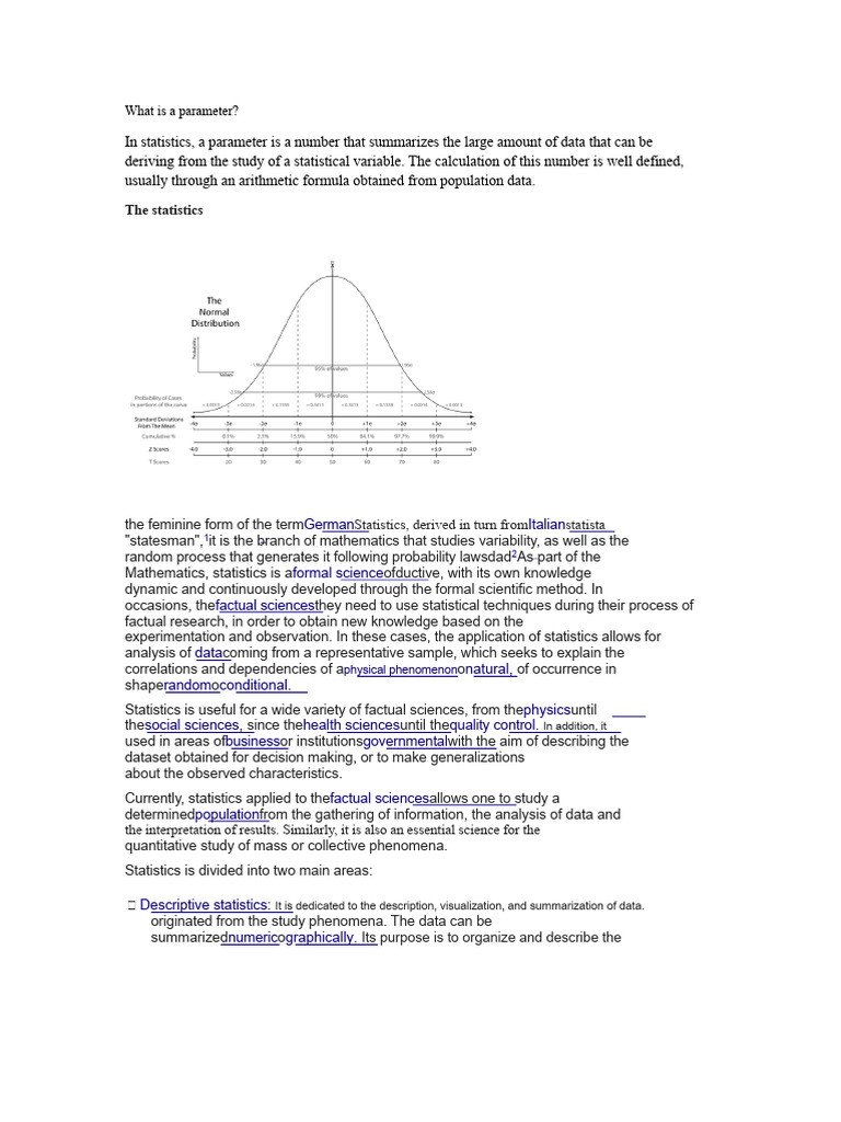 Understanding Parameters in Statistics | PDF | Statistics | Methodology