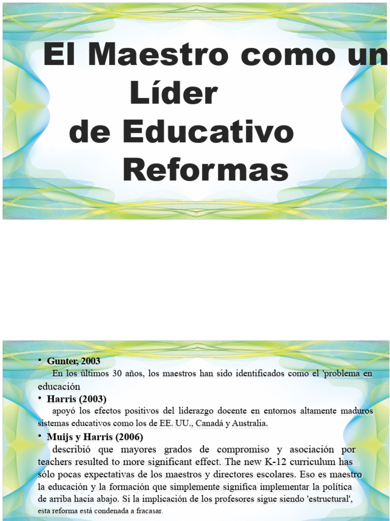 El Maestro Como Líder en La Reforma Educativa | PDF | Enseñando | Maestros