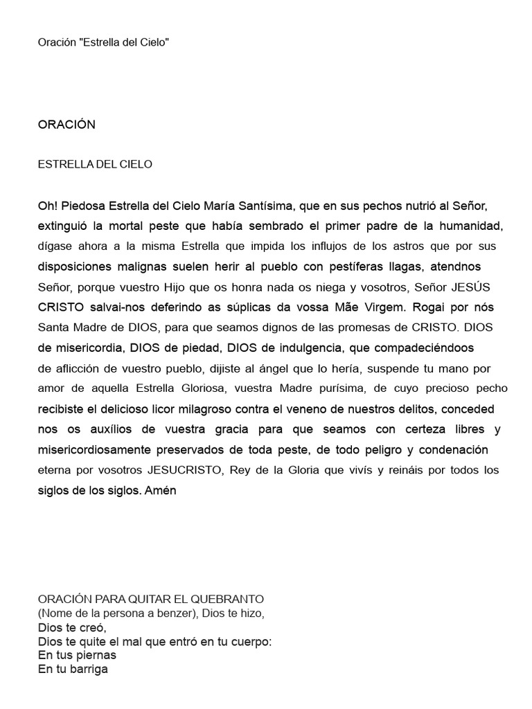 Oración para Sanar el Quebranto | PDF | María, madre de Jesús | Oración