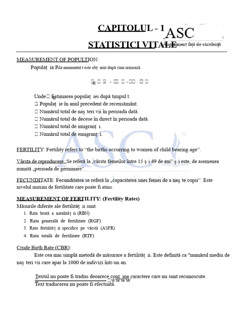 Statistici Vitale - Note Noi | PDF