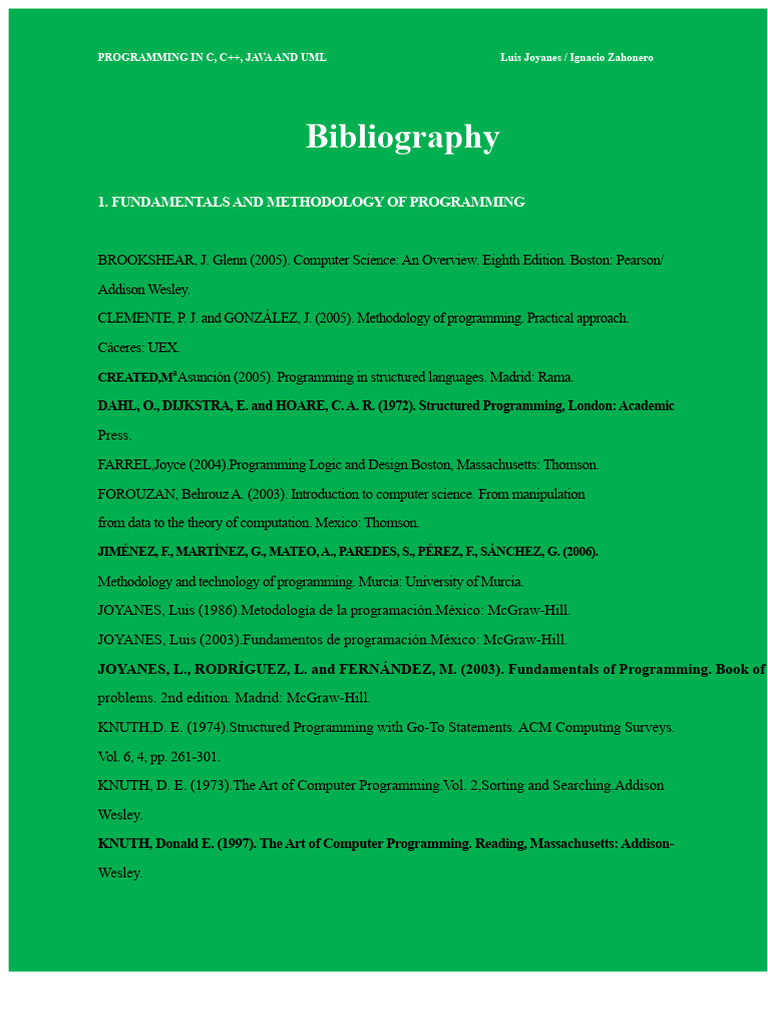 Programming in C, C++, Java, and UML - Bibliography by Joyanes Aguilar ...