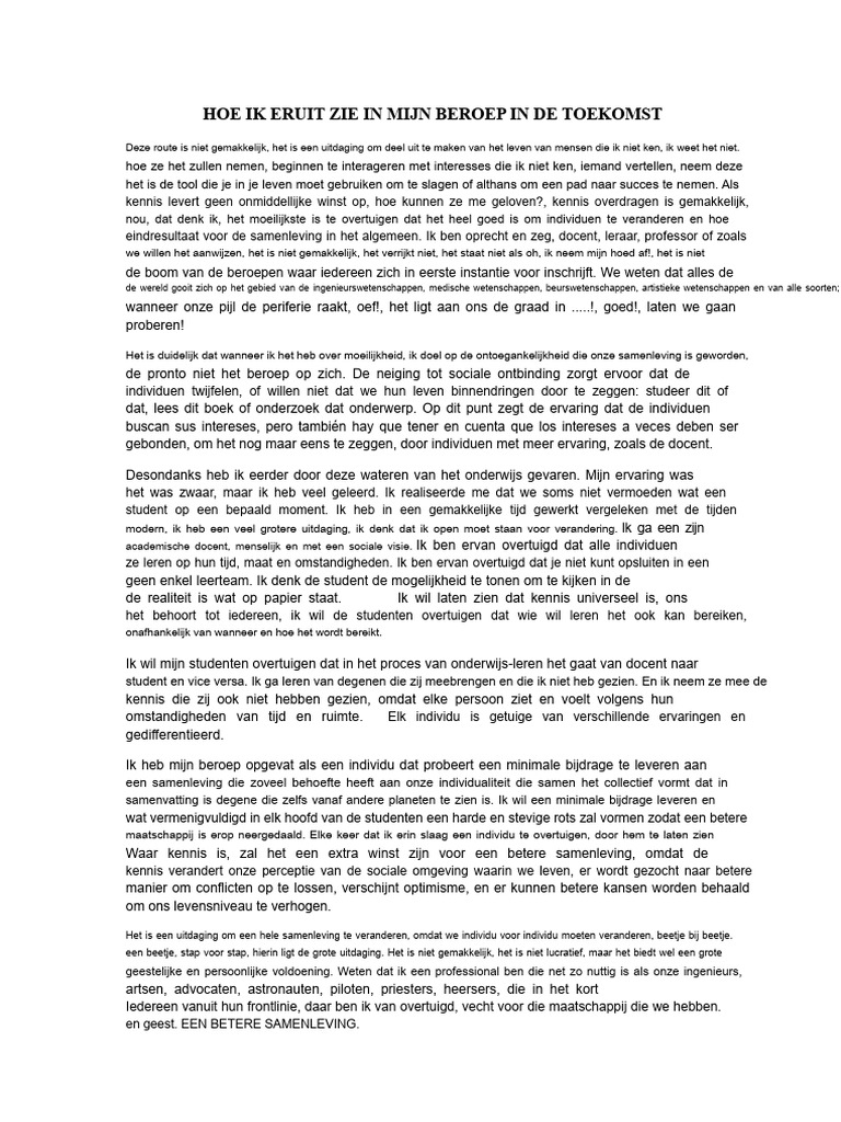 Hoe Ik Eruit Zie in Mijn Beroep in de Toekomst | PDF