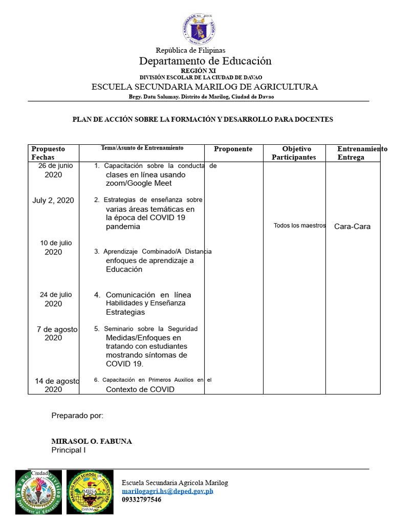 Plan de Acción Sobre Capacitación y Desarrollo para Maestros | PDF