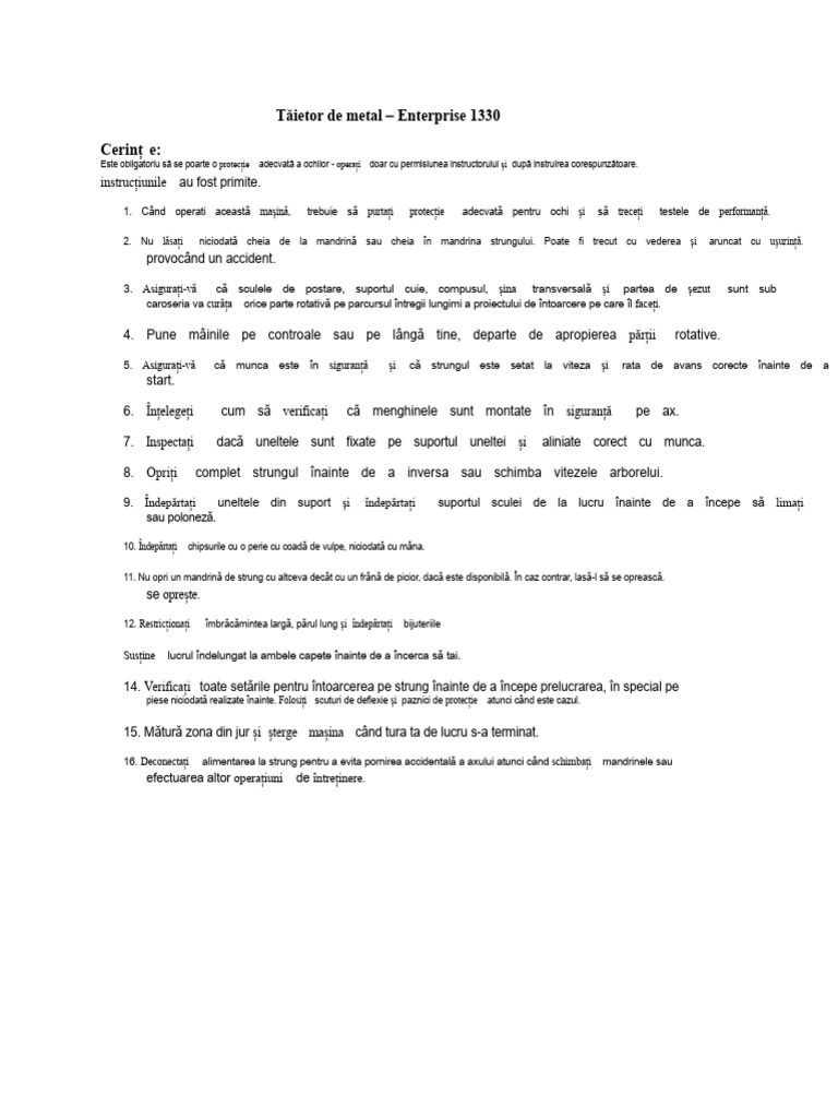 Lathe Enterprise 1330 | PDF
