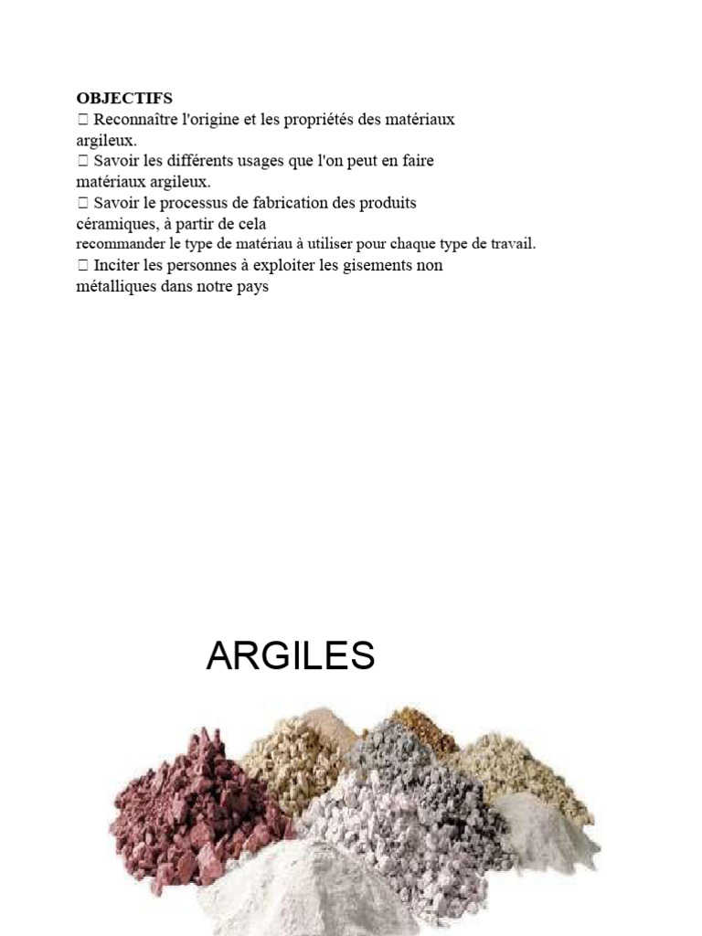 Propriétés et Usages des Argiles | PDF | Argile | Matériaux