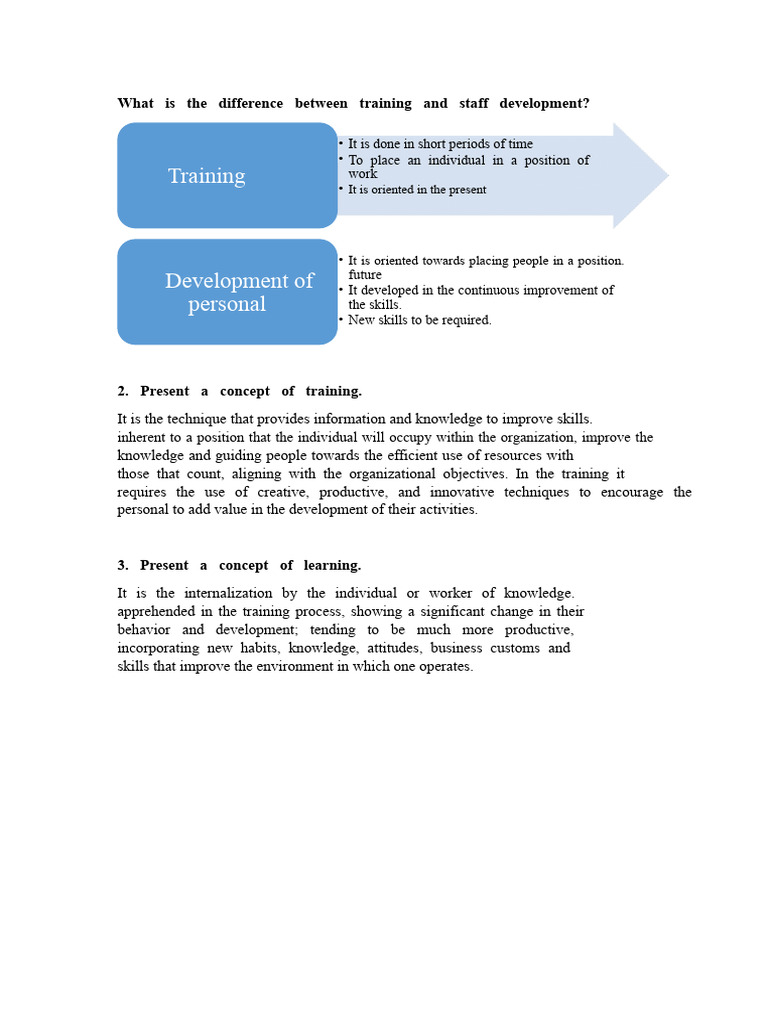 Training vs. Staff Development Explained | PDF | Information | Knowledge