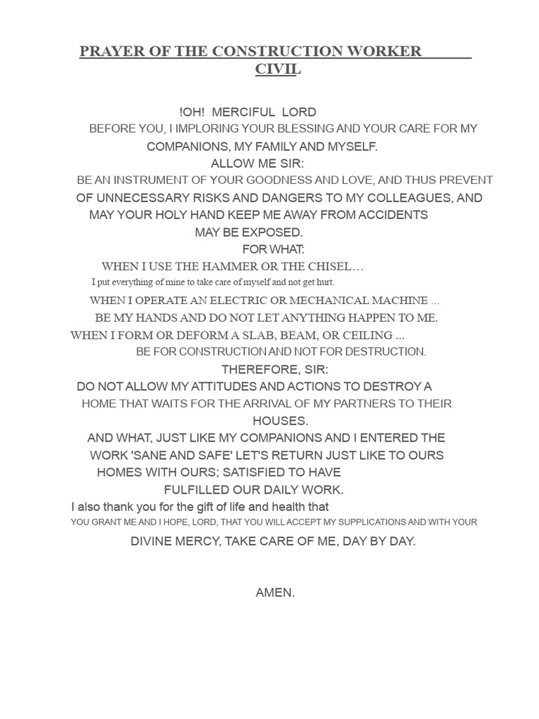 Construction Worker Prayer | PDF