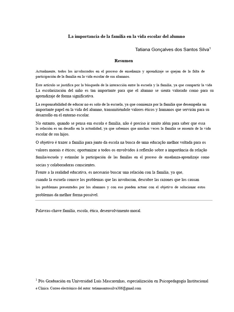Importancia de la familia en la educación | PDF | Escuelas | Aprendizaje