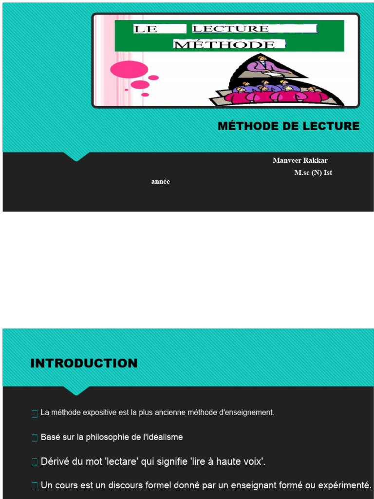 Méthode de Lecture : Principes et Objectifs | PDF | Apprentissage ...