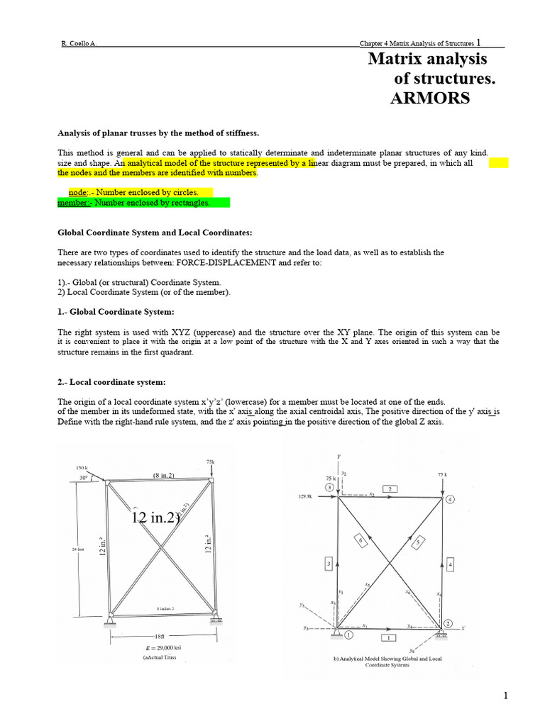 Matrix Analysis (C) - Trusses | PDF | Matrix (Mathematics) | Rotation