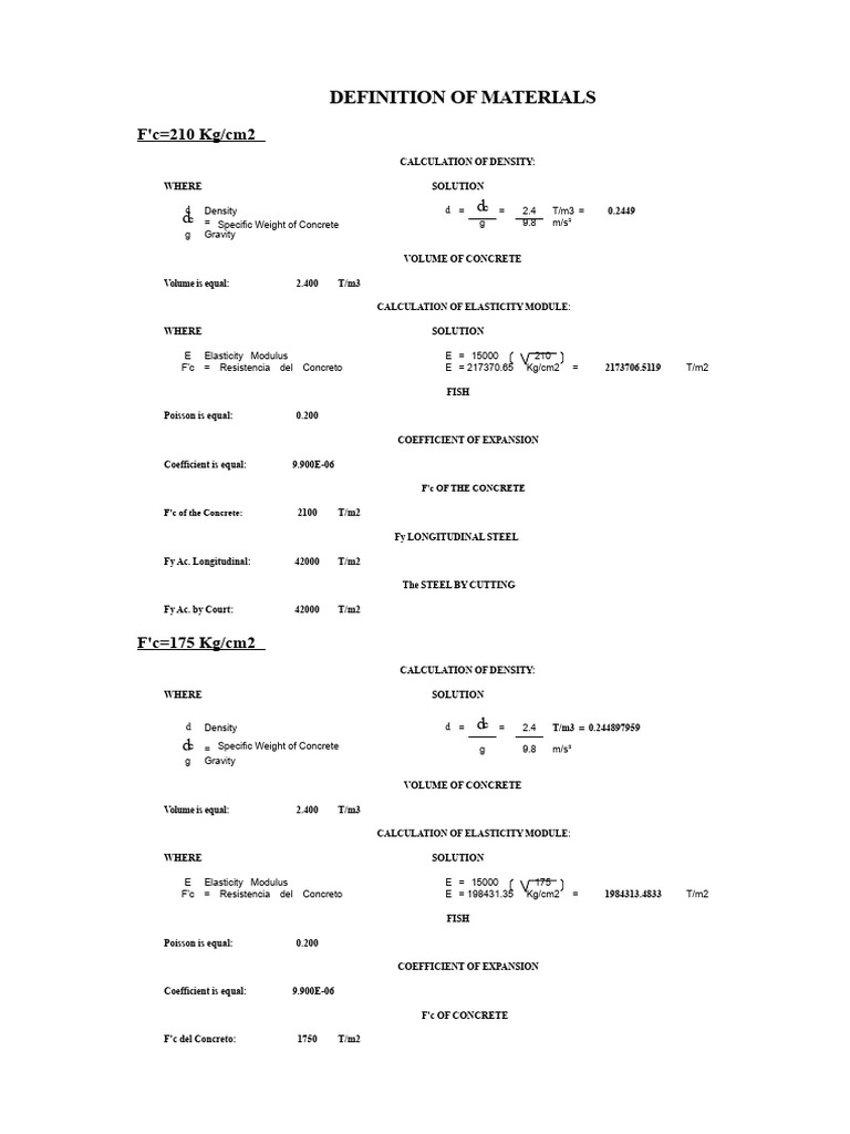 Reinforced Concrete Design Calculations | PDF | Young's Modulus | Density