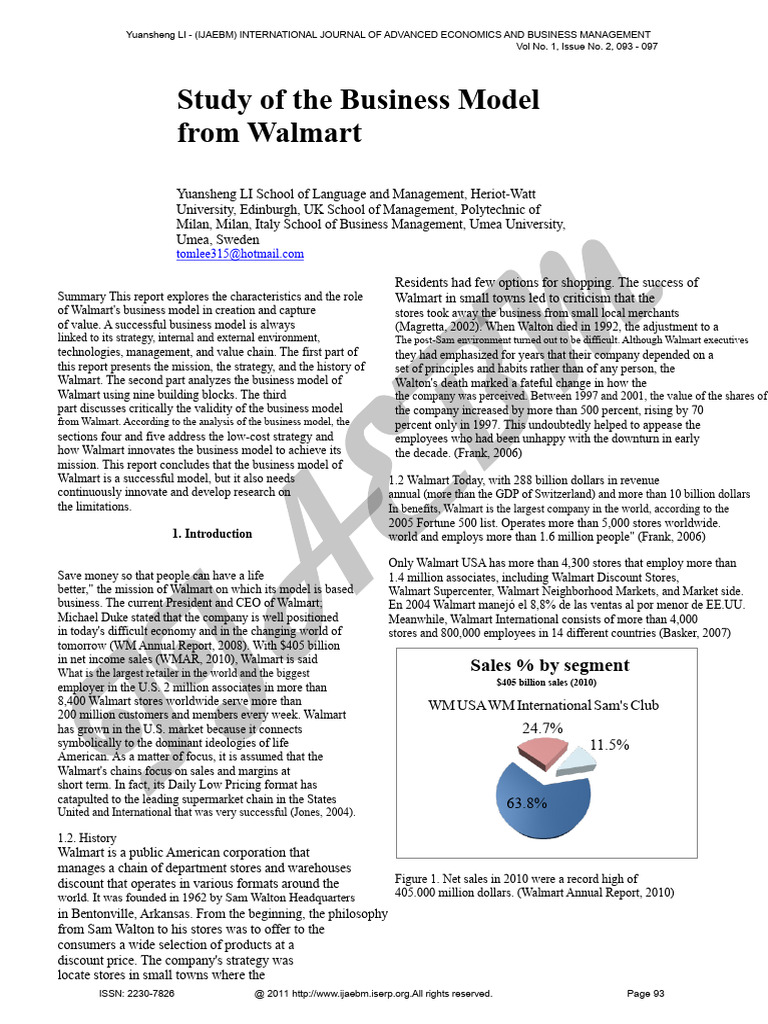 Walmart's Business Model Analysis | PDF | Walmart | Supply Chain