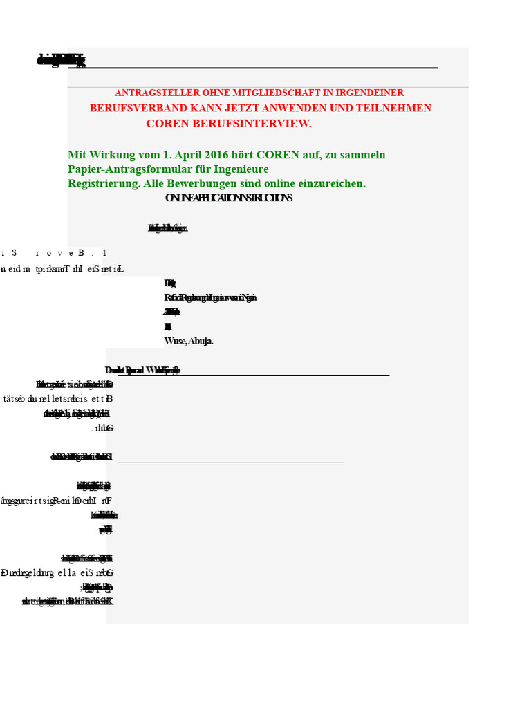 COREN-Registrierung Und Anleitung | PDF