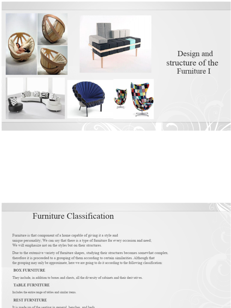 Comprehensive Furniture Classification Guide | PDF | Furniture | Chair