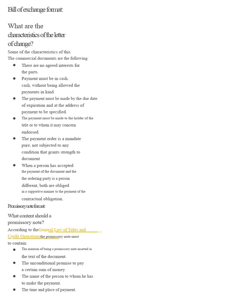 Format Bill of Exchange: PDF | PDF | Negotiable Instrument | Promissory ...
