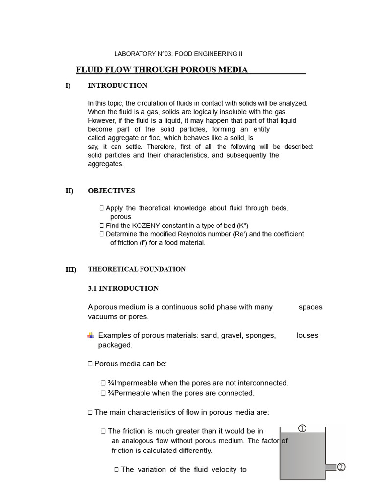 PRACTICE N°03 FLUID FLOW THROUGH POROUS MEDIA | PDF | Porosity | Porous ...