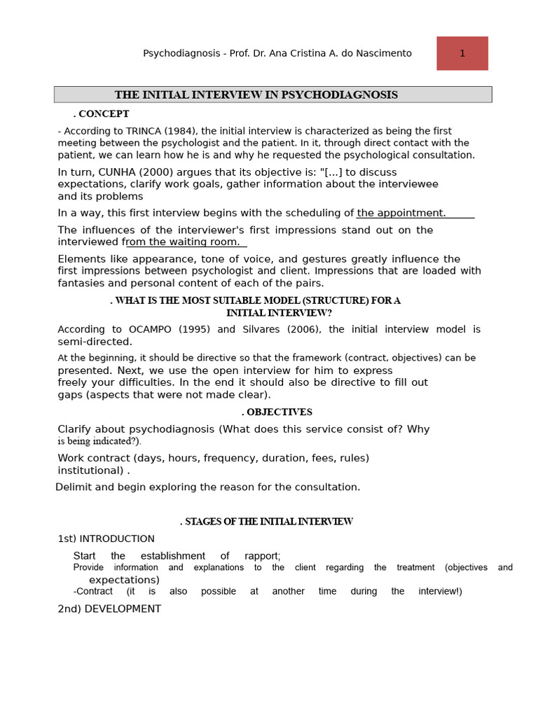 Initial Interview (manual) | PDF | Adolescence | Attention