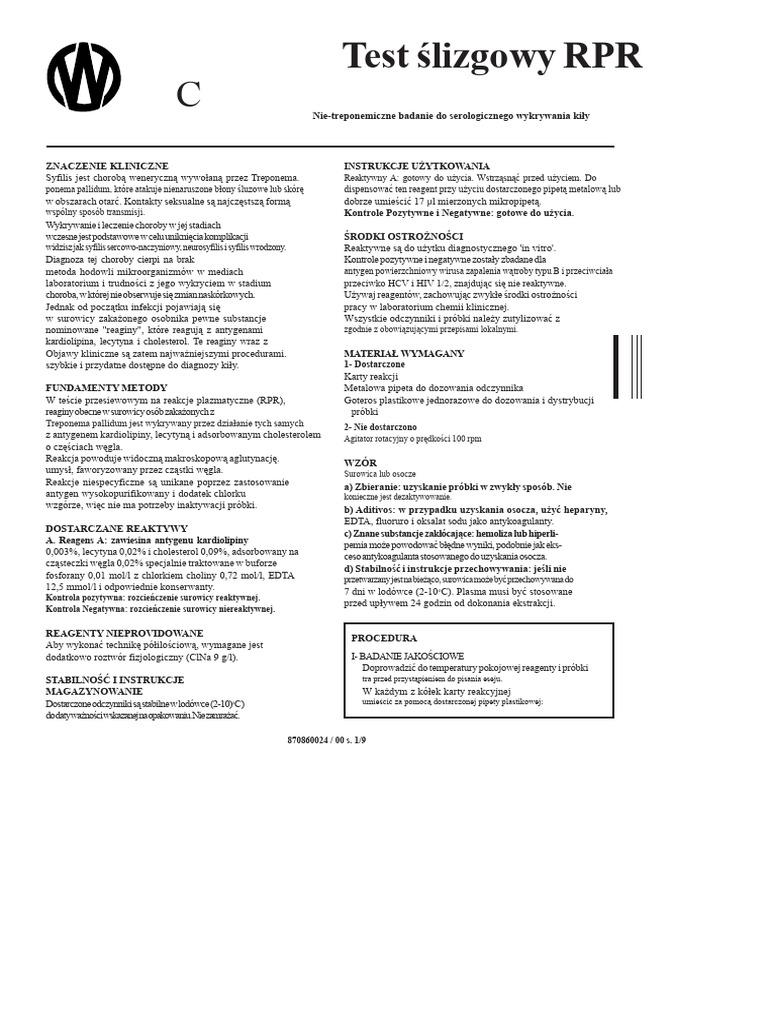 Test Przesunięcia RPR SP | PDF