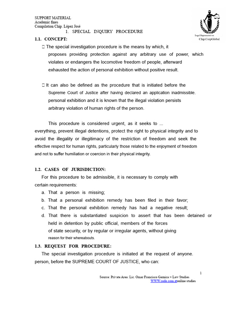 Special Investigation Procedure Overview | PDF | Prosecutor | Complaint