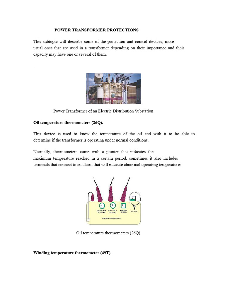 Power Transformer Protection Devices | PDF | Transformer | Atmosphere ...