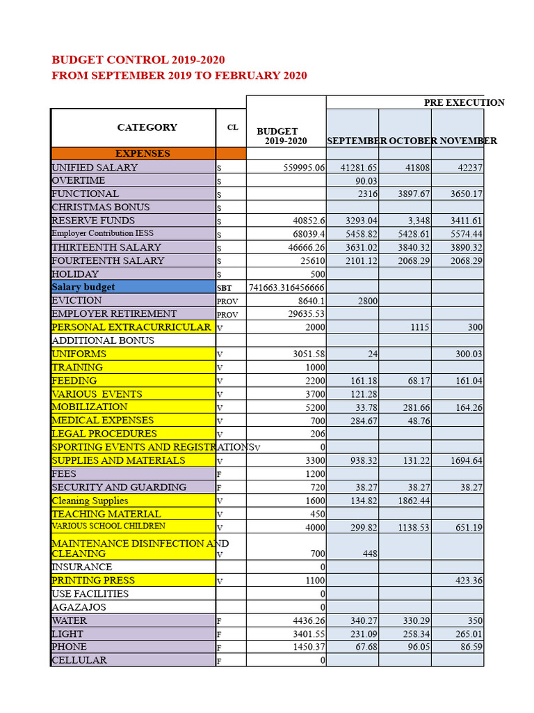 BUDGET CONTROL FORMAT | PDF