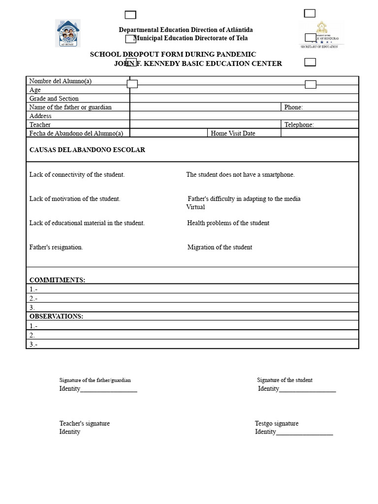 School dropout form | PDF