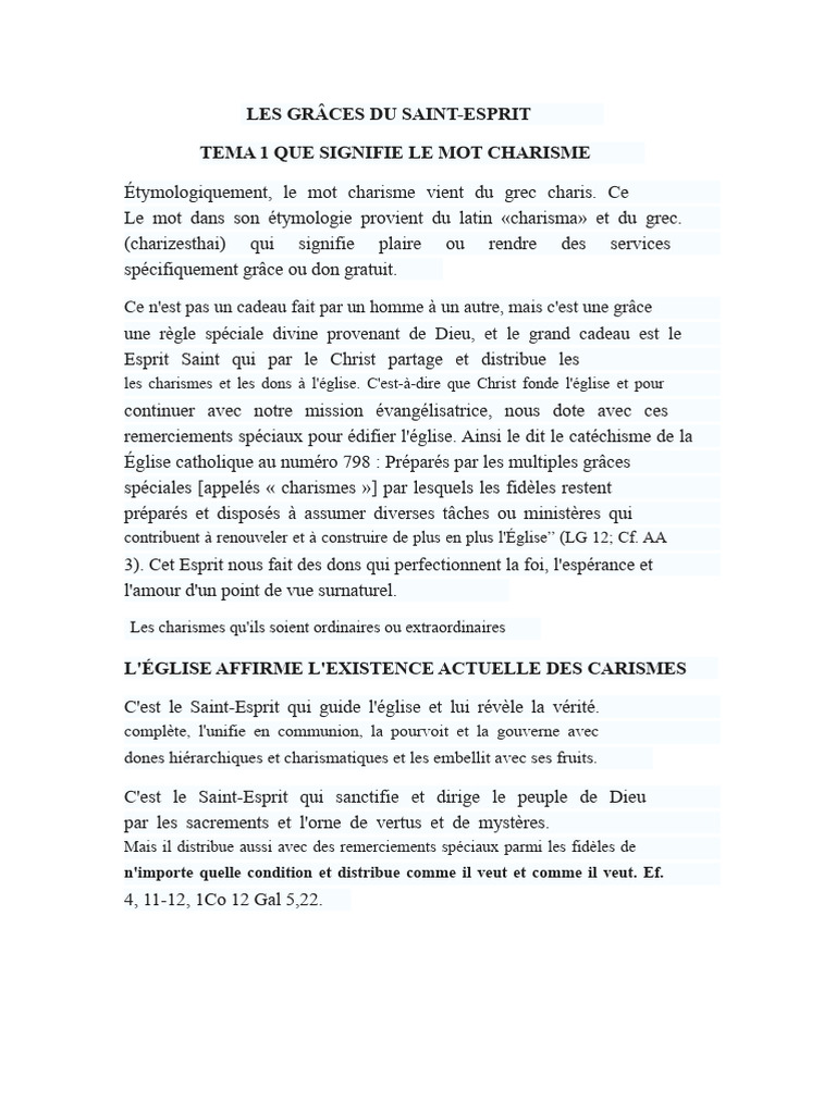 Comprendre les charismes du Saint-Esprit | PDF | Saint-Esprit | Église ...