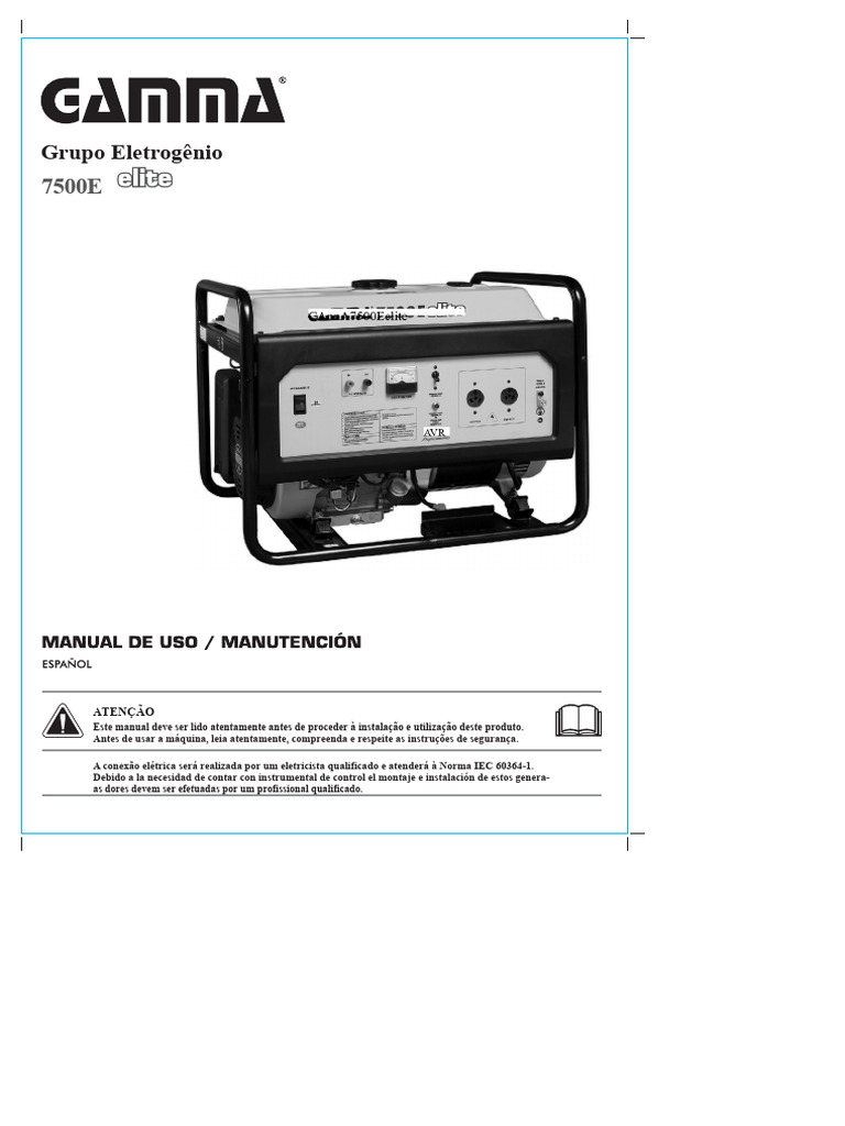 Manual do Gerador 7500E Elite: Segurança e Uso | PDF | Motores | Rede ...