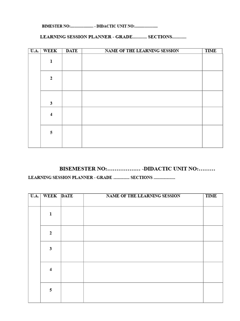 Learning Session Planner Template | PDF