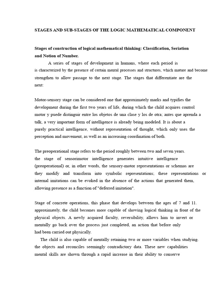 Stages of Logical-Mathematical Thinking | PDF | Thought | Reason