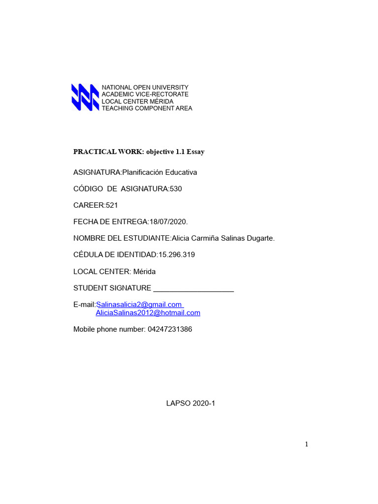 Objective Essay 1.1 Educational Planning 2020 | PDF | Science | Knowledge