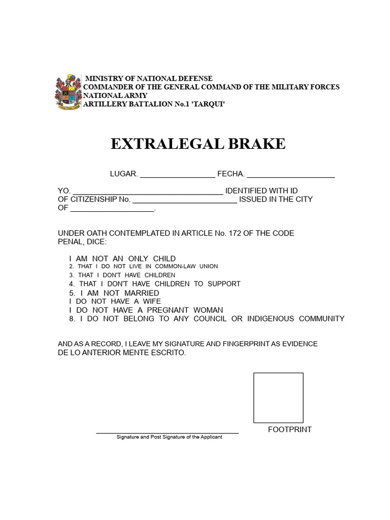 Extrallegal Declaration Form for Military | PDF
